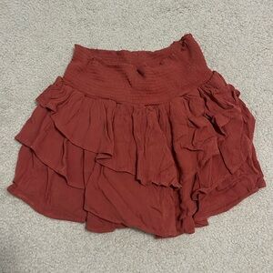 Burnt Orange Ruffle Skirt (Size S)